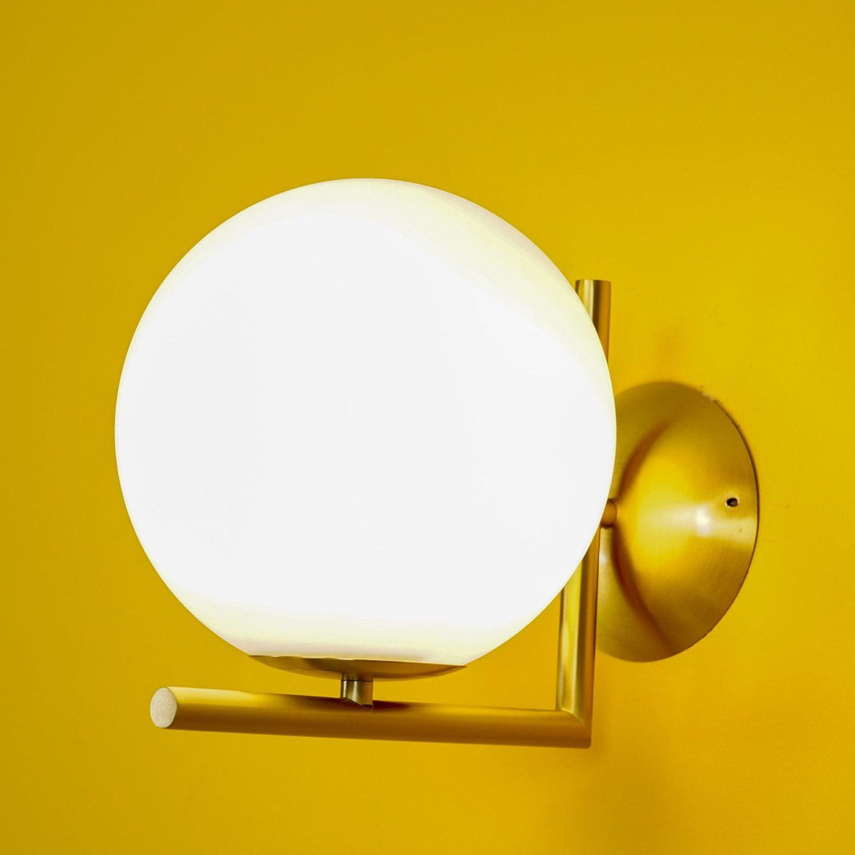 Handblown Opal Glass Wall Sconce – Modern Minimalist Wall Light Fixture with Metal Base | Thomler