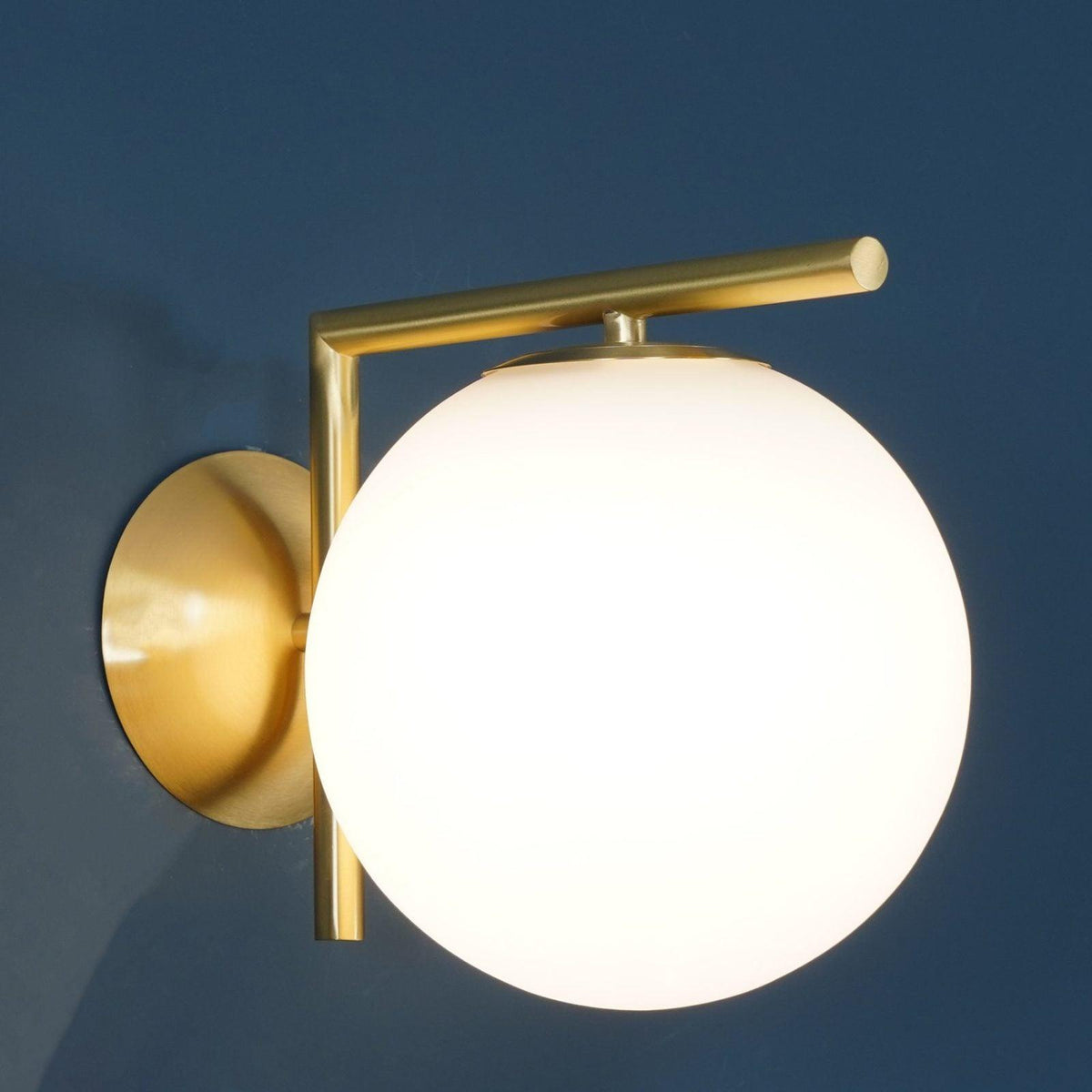 Handblown Opal Glass Wall Sconce – Modern Minimalist Wall Light Fixture with Metal Base | Thomler