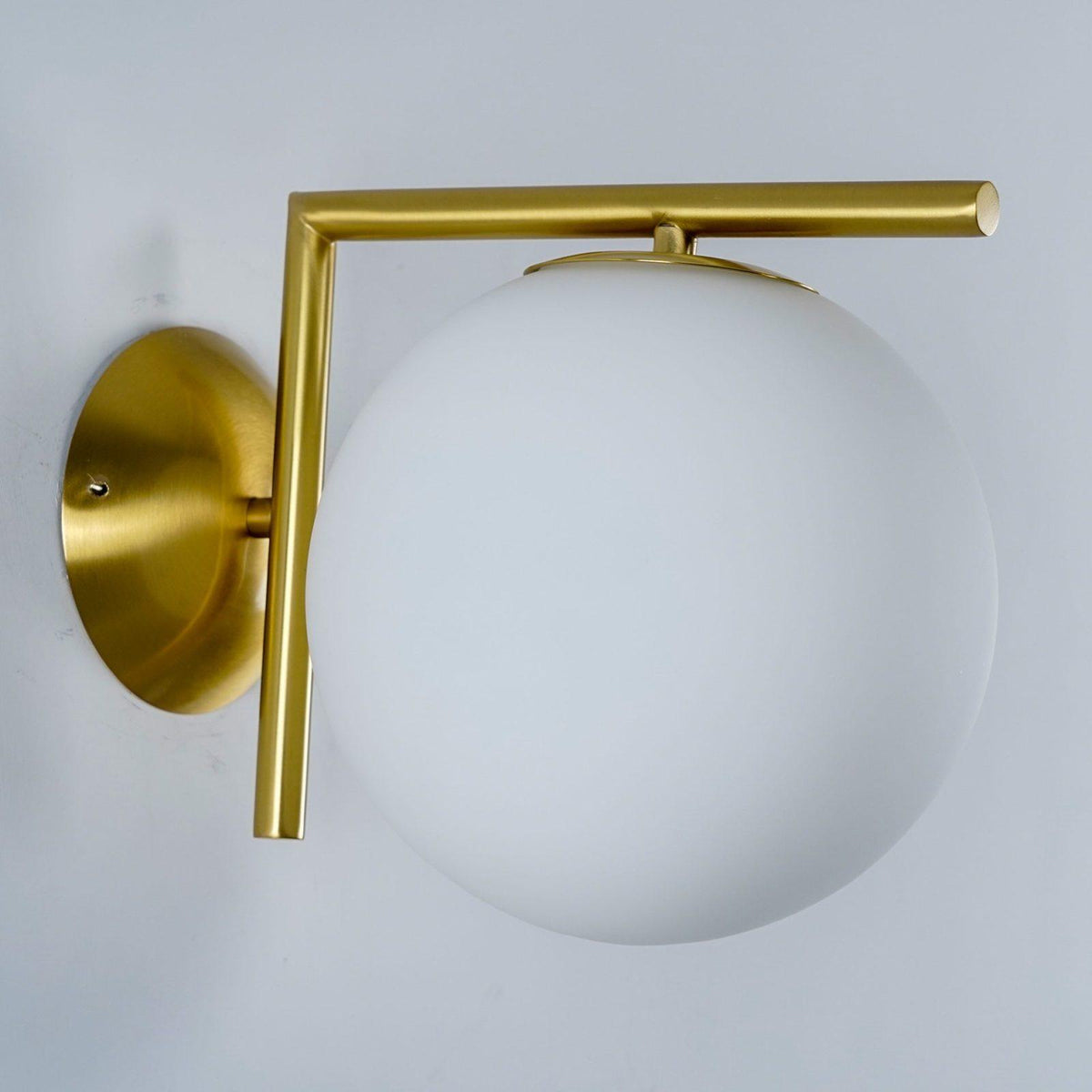 Handblown Opal Glass Wall Sconce – Modern Minimalist Wall Light Fixture with Metal Base | Thomler