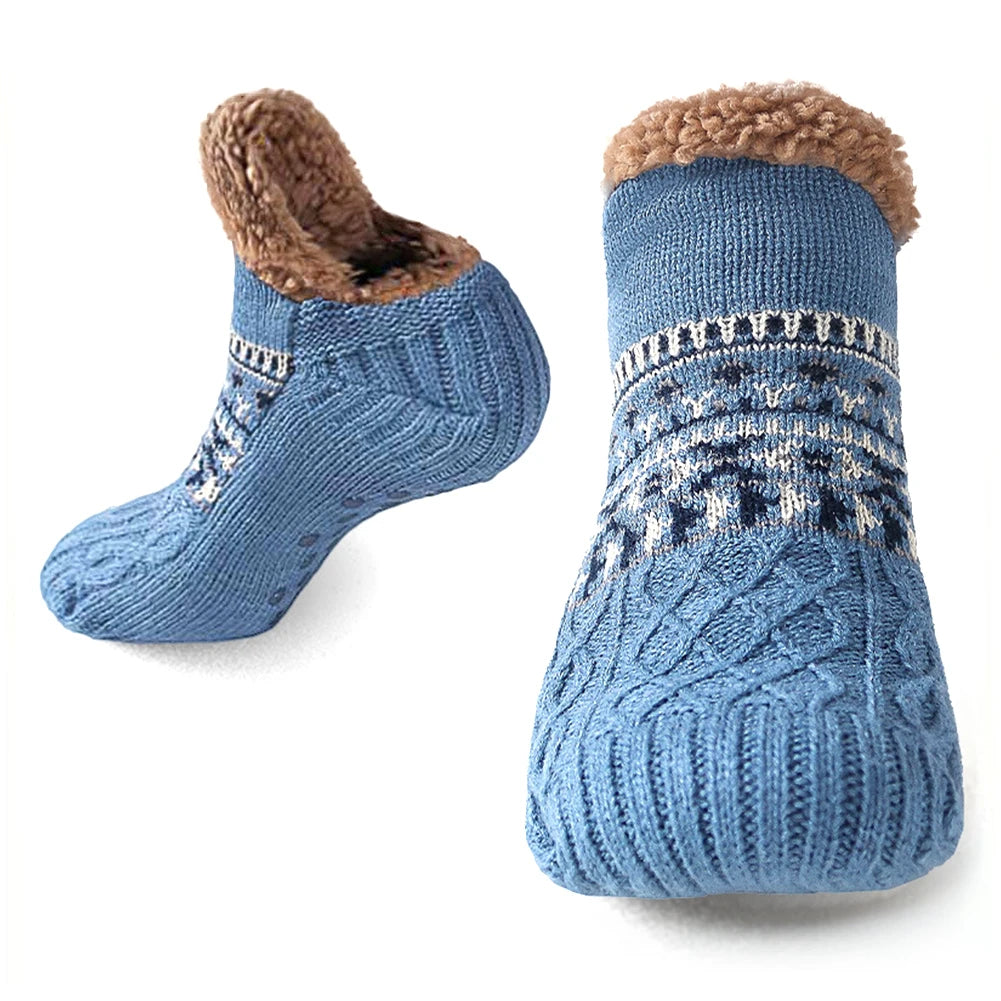 Fleece-Lined Ankle Socks for Indoor Wear – Anti-Slip Sole, Plush Knit, Cozy House Footwear | Thomler