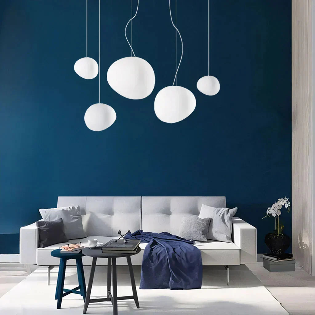 Ceiling Lamp Frosted Glass 47.0 cm White Living Room Organic Lighting Scandinavian Bedroom Hallway Dining Light | Thomler