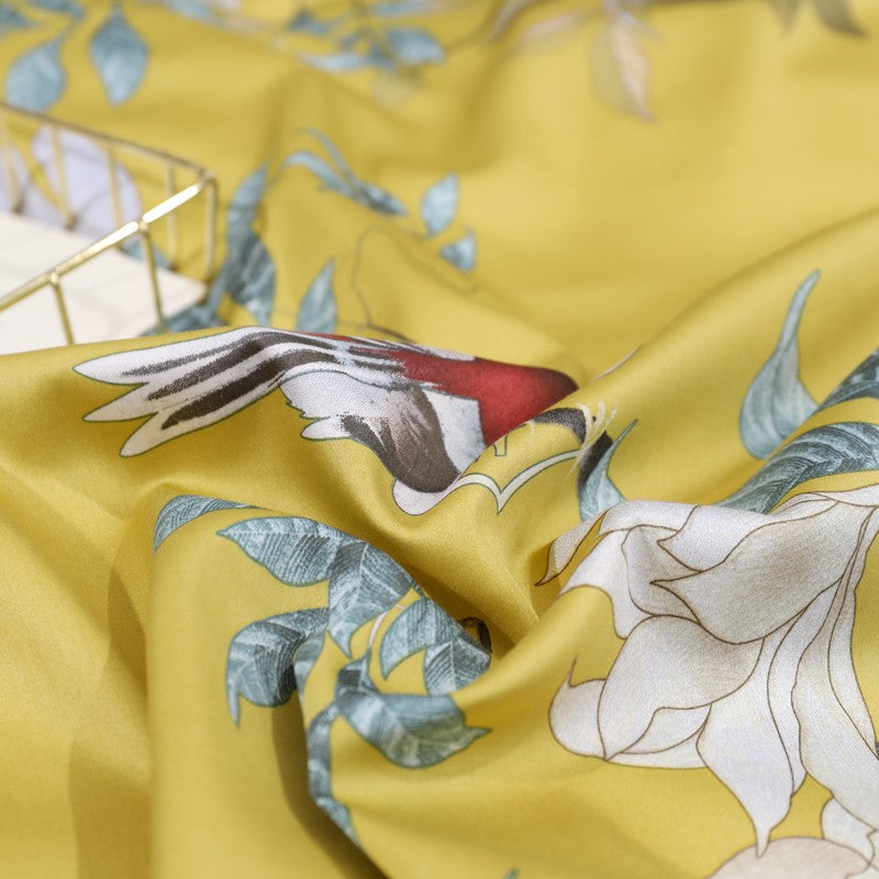 Lush Jungle Bird Sateen Bedding Collection – 500 Thread Count Premium Egyptian Cotton Duvet Set for Year-Round Comfort | Thomler