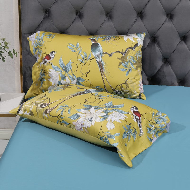 Lush Jungle Bird Sateen Bedding Collection – 500 Thread Count Premium Egyptian Cotton Duvet Set for Year-Round Comfort | Thomler