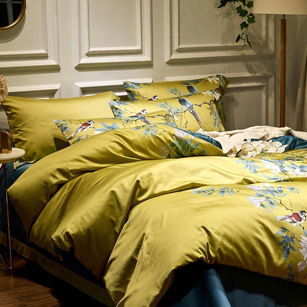 Lush Jungle Bird Sateen Bedding Collection – 500 Thread Count Premium Egyptian Cotton Duvet Set for Year-Round Comfort | Thomler