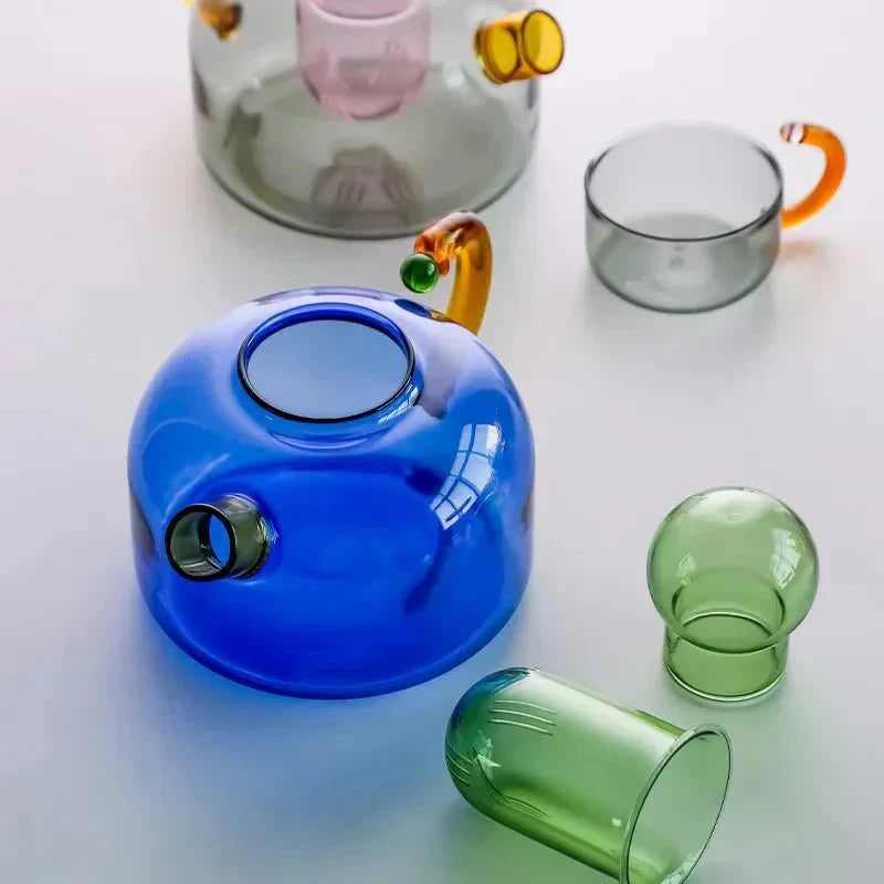Teapot Borosilicate Glass 400 ml Amber Tea Brewing Set Minimalist Kitchen Herbal Infuser Cups | Thomler