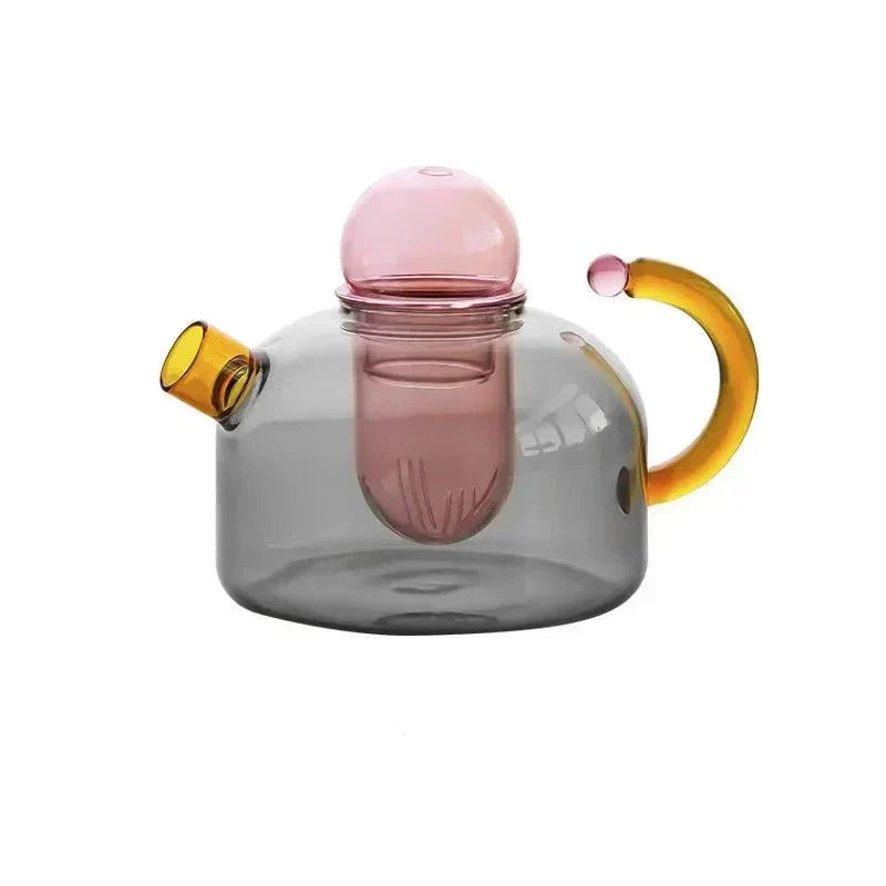 Teapot Borosilicate Glass 400 ml Amber Tea Brewing Set Minimalist Kitchen Herbal Infuser Cups | Thomler