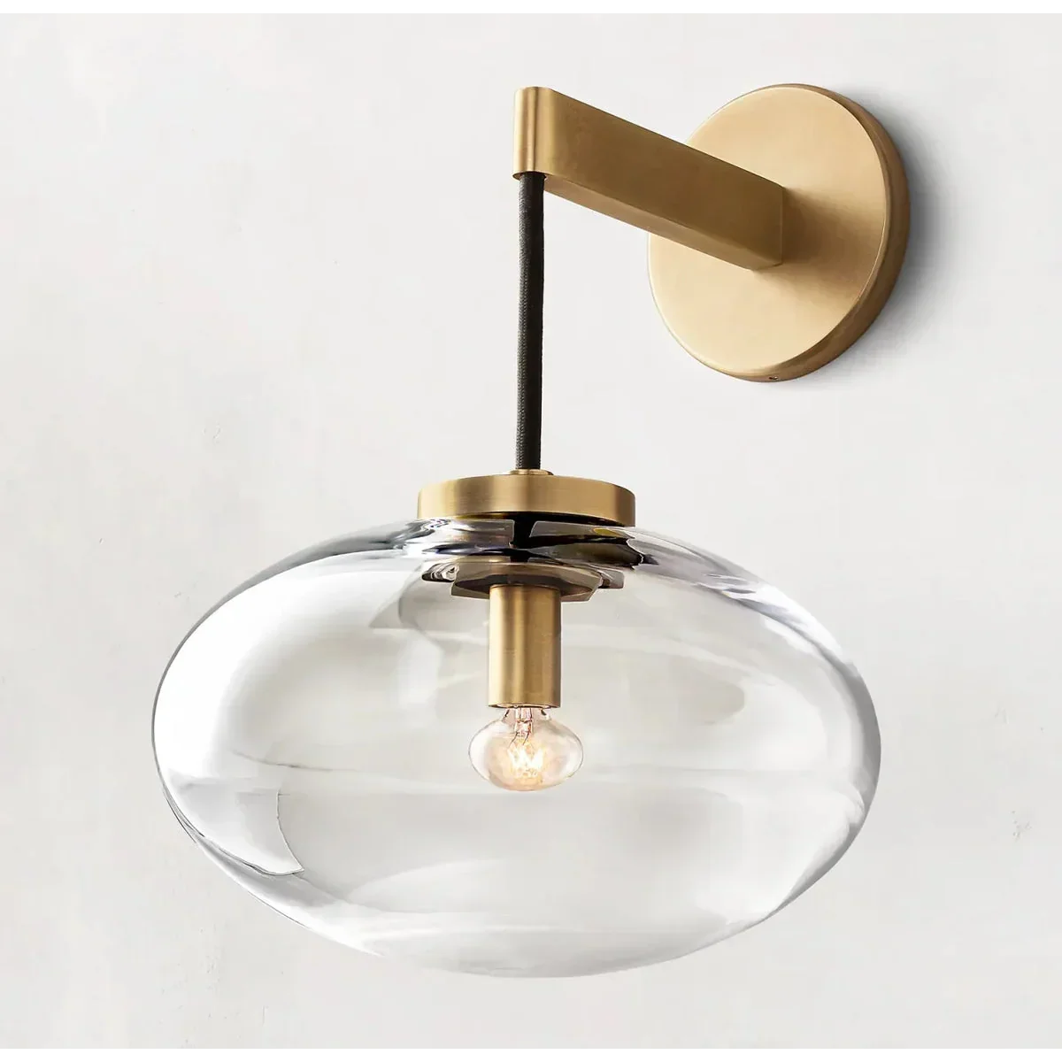 Wall Lamp Copper Glass 10.6 in Amber Shade Bedroom Hallway Modern Sconce Lighting Fixture Ambient Accent Light | Thomler