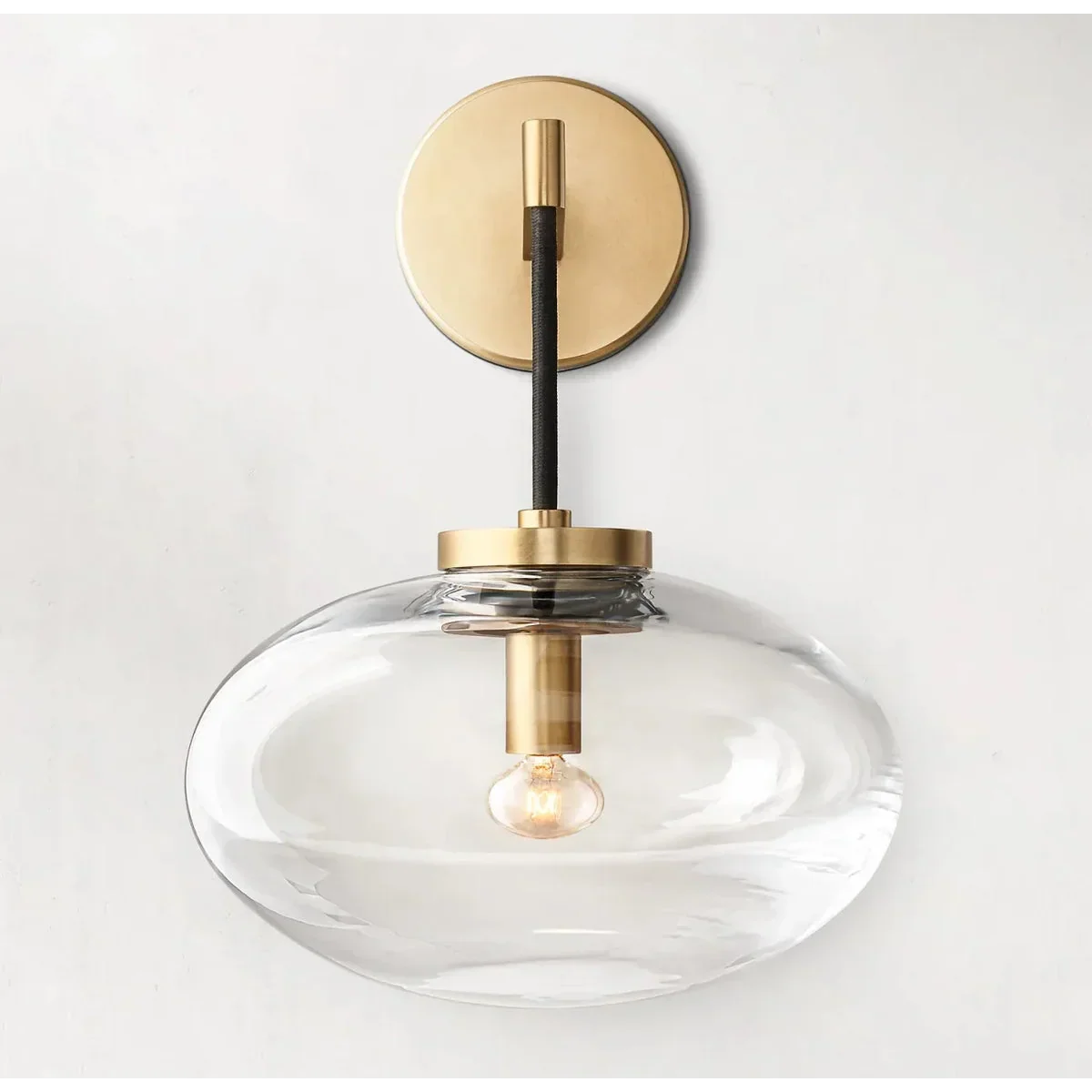 Wall Lamp Copper Glass 10.6 in Amber Shade Bedroom Hallway Modern Sconce Lighting Fixture Ambient Accent Light | Thomler