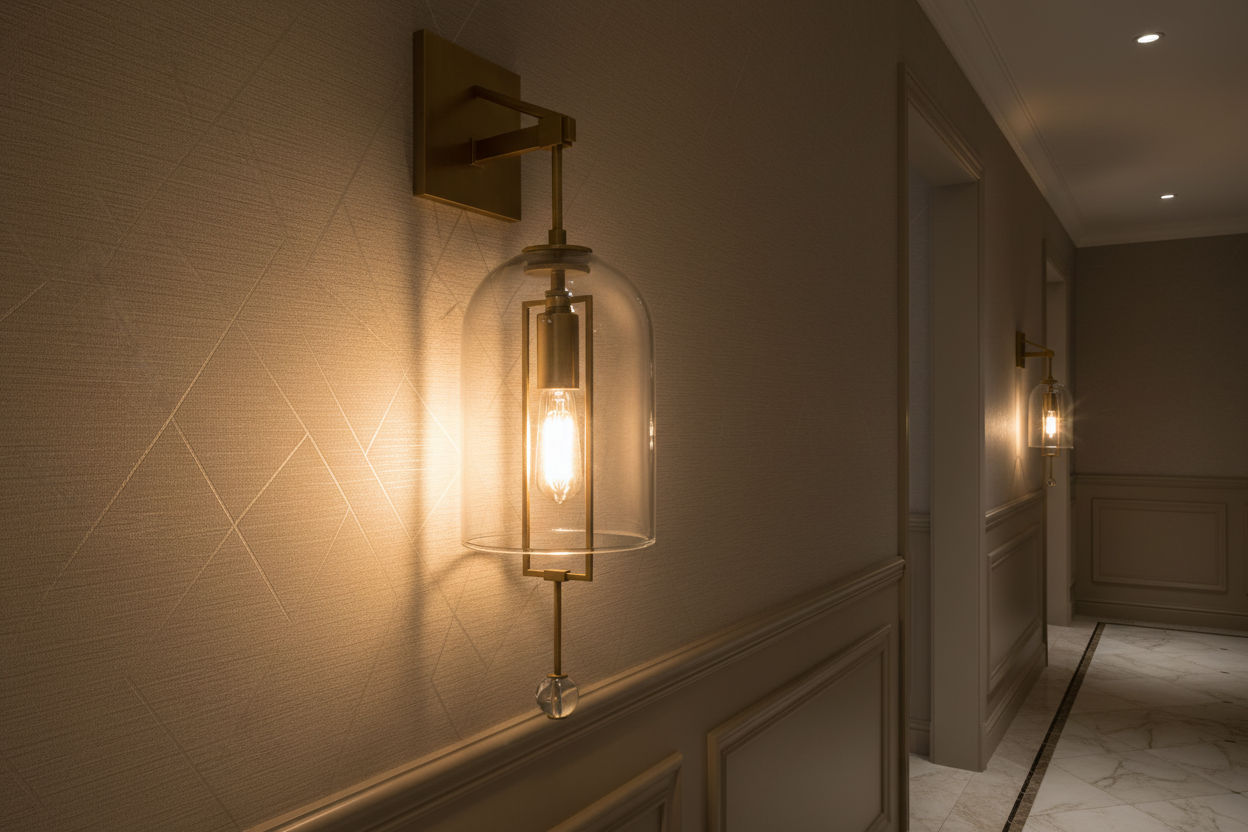 Wall Lamp Glass Bell Shade 23.2 in Copper Hallway Bedroom Modern Sconce Ambient Lighting Fixture | Thomler