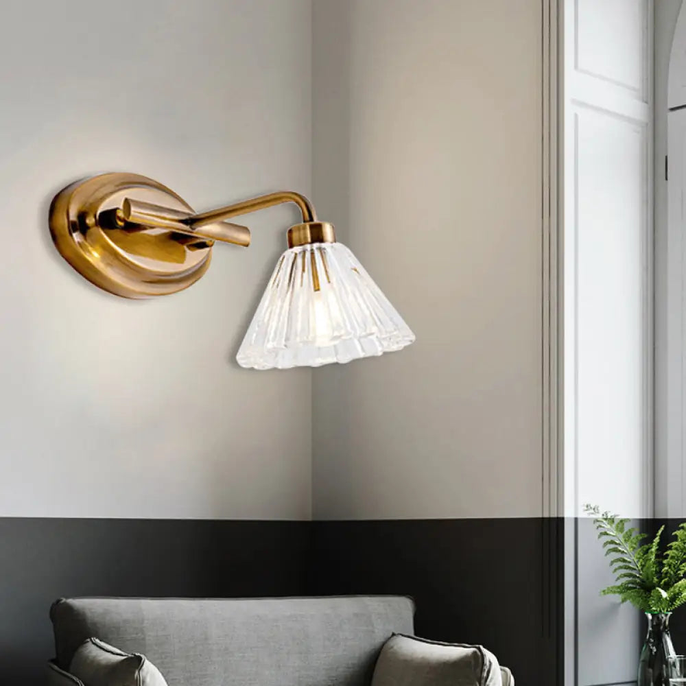 LED Vanity Light Fixture Brass Metal Cone Shade for Bathroom Mirror 1 2 3 4 Light Wall Mount Sconce Traditional Colonial Design Powder Room | Thomler