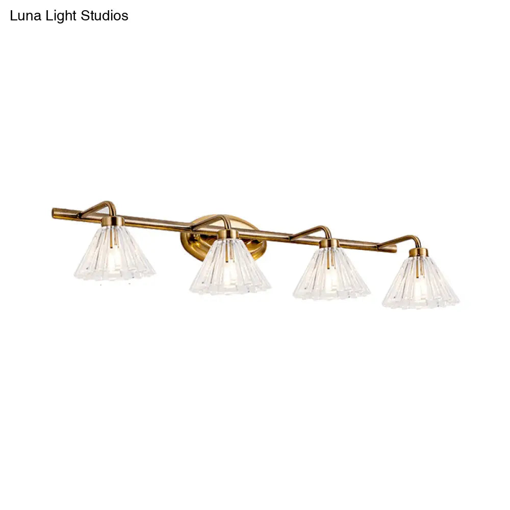LED Vanity Light Fixture Brass Metal Cone Shade for Bathroom Mirror 1 2 3 4 Light Wall Mount Sconce Traditional Colonial Design Powder Room | Thomler