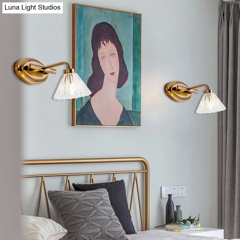 LED Vanity Light Fixture Brass Metal Cone Shade for Bathroom Mirror 1 2 3 4 Light Wall Mount Sconce Traditional Colonial Design Powder Room | Thomler