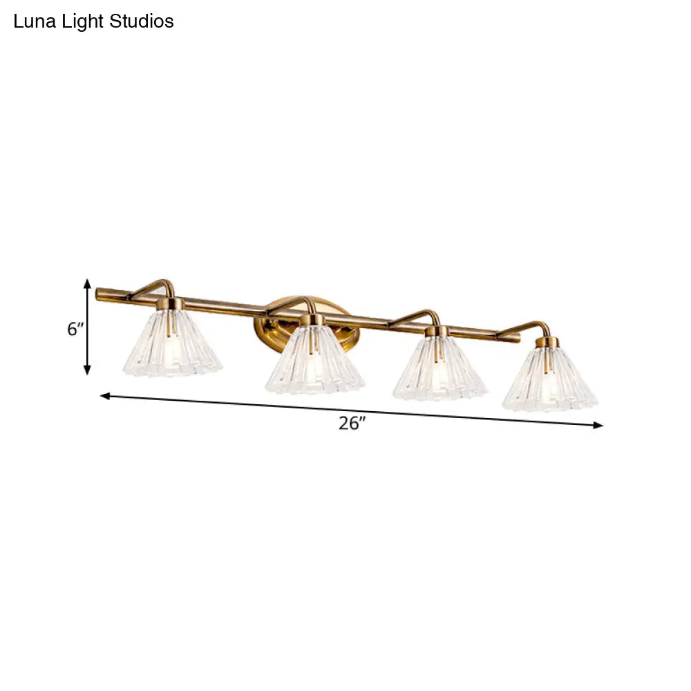 LED Vanity Light Fixture Brass Metal Cone Shade for Bathroom Mirror 1 2 3 4 Light Wall Mount Sconce Traditional Colonial Design Powder Room | Thomler
