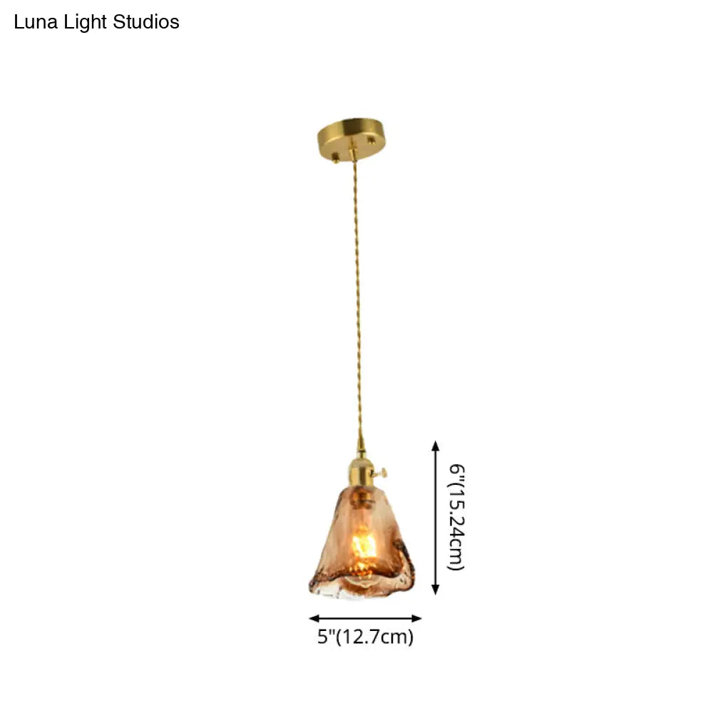 Tan Glass Shade Hanging Light Fixture Single-Bulb Ceiling Drop Lamp with Adjustable Chain for Dining Room Kitchen Island Bedroom | Thomler