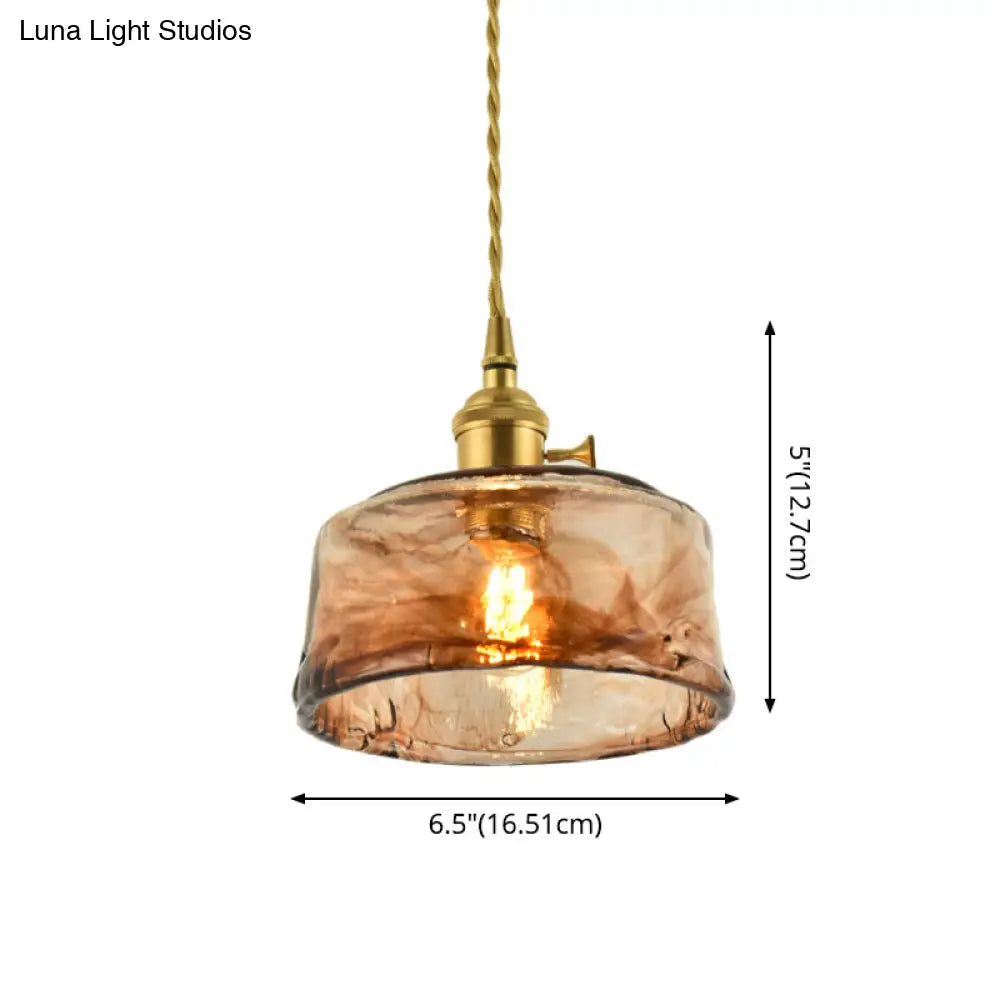 Tan Glass Shade Hanging Light Fixture Single-Bulb Ceiling Drop Lamp with Adjustable Chain for Dining Room Kitchen Island Bedroom | Thomler