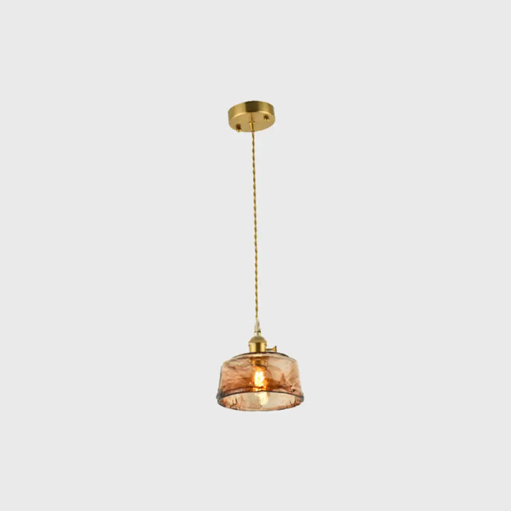 Tan Glass Shade Hanging Light Fixture Single-Bulb Ceiling Drop Lamp with Adjustable Chain for Dining Room Kitchen Island Bedroom | Thomler