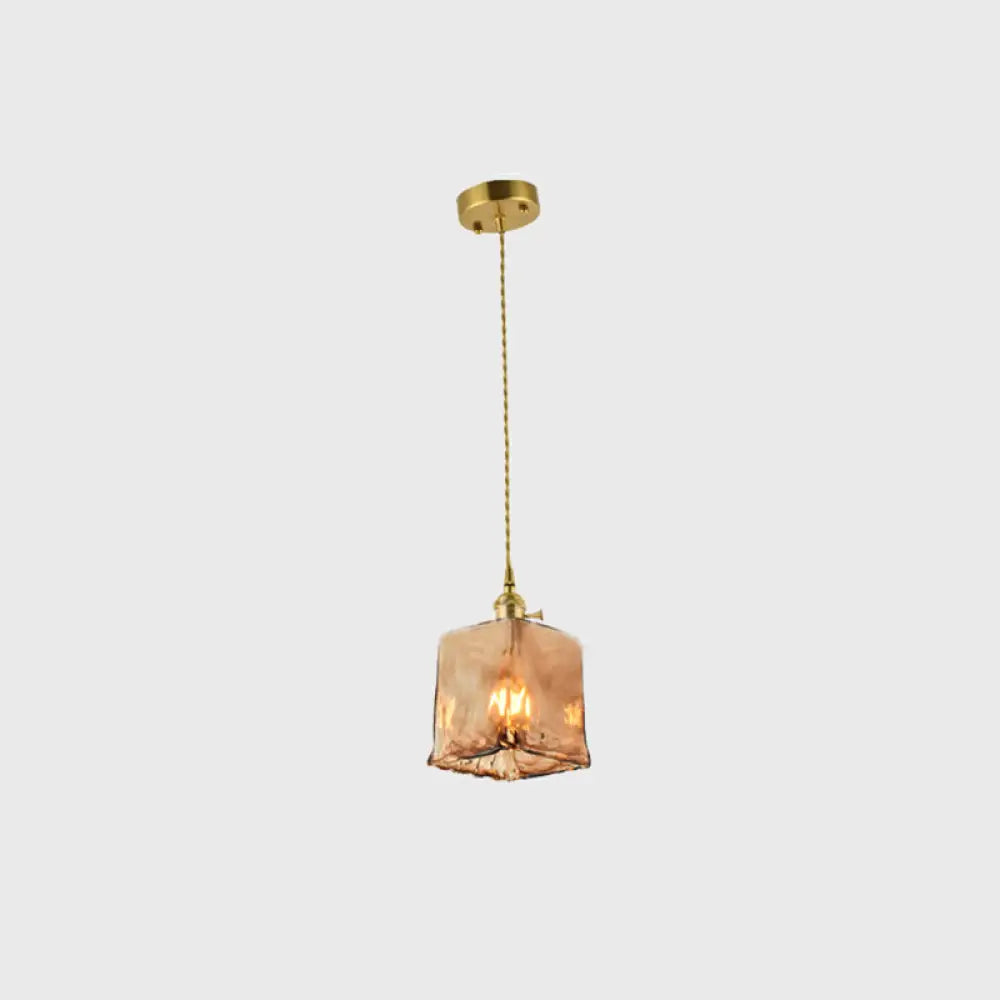 Tan Glass Shade Hanging Light Fixture Single-Bulb Ceiling Drop Lamp with Adjustable Chain for Dining Room Kitchen Island Bedroom | Thomler