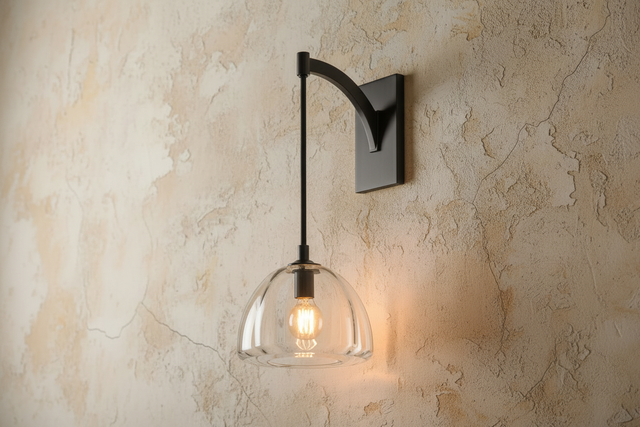 Wall Lamp Copper Glass Shade 16.1 in Warm Bronze Black Hallway Bedroom Modern Industrial Sconce Lighting Fixture | Thomler
