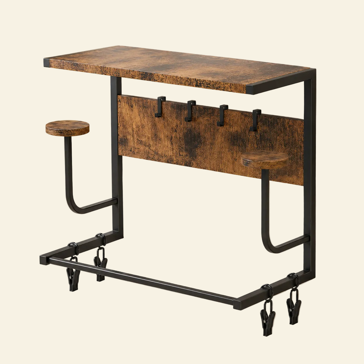 Wall-Mount Coat Rack with Wood Shelf and Metal Hooks for Entryway Storage | Thomler