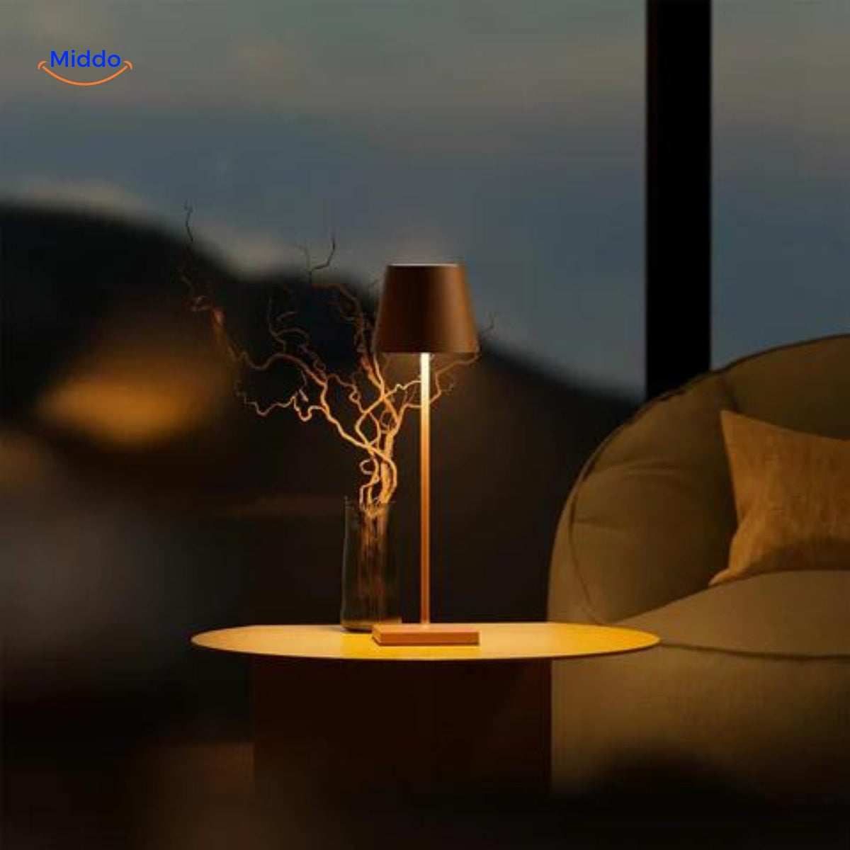 Rechargeable LED Table Lamp with Touch Dimmer, 24-Hour Runtime, USB-C Charging & IP54 Waterproof | Thomler