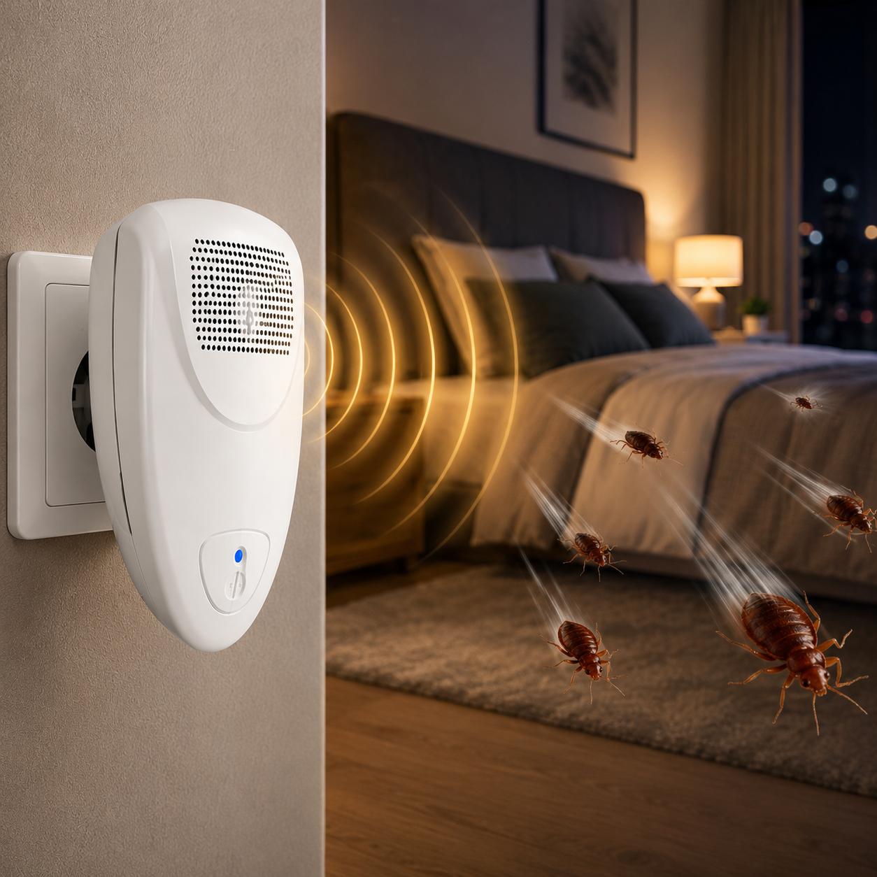 Plug-In Ultrasonic Pest Deterrent Device for Bedrooms & Living Rooms – Silent Electronic Indoor Insect Repellent for Homes, Apartments, Hote | Thomler