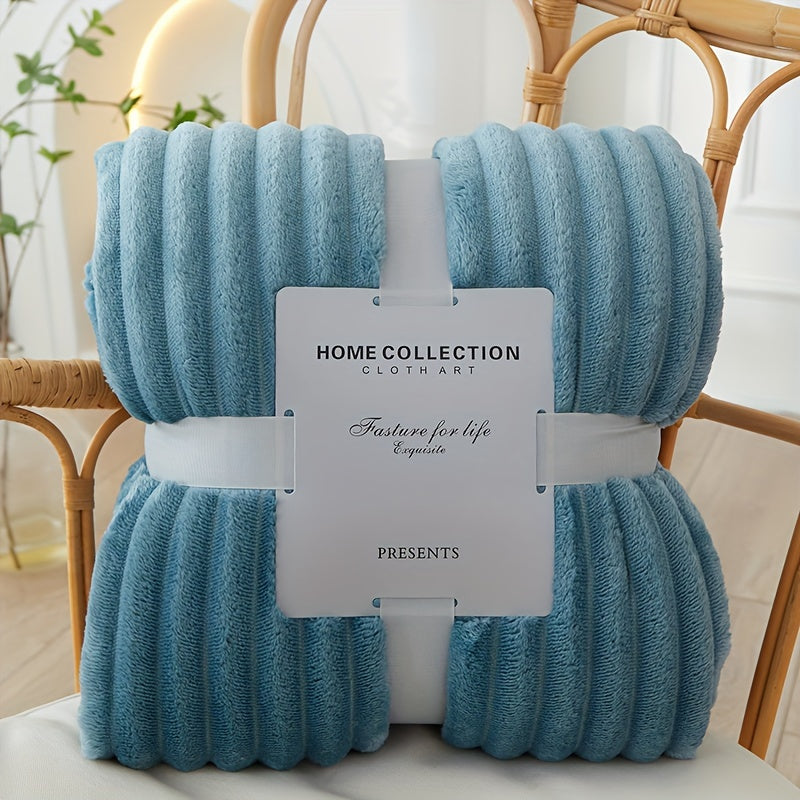 Fleece Blanket Polyester Flannel Lightweight Sofa Bed Throw Modern Solid Colour Warm Winter Living Room Bedding | Thomler