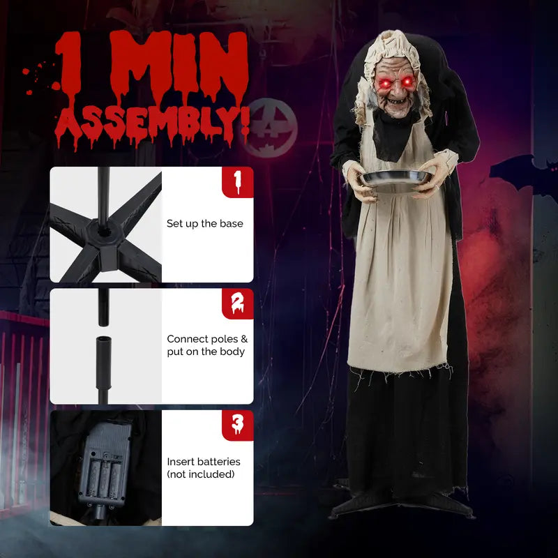 5-Foot Sound-Activated Animatronic Halloween Greeter with Motion Sensor & Light-Up Eyes | Thomler