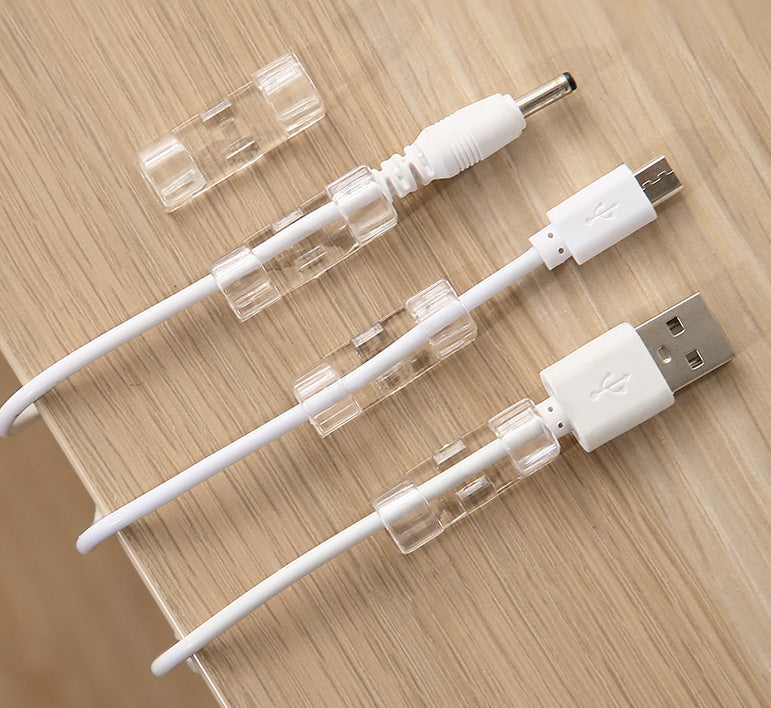 Clear Self-Adhesive Wire Organizers for Home Office & Entertainment Centers – 20-Piece Cord Management System for Desktop PC USB Charging Ca | Thomler