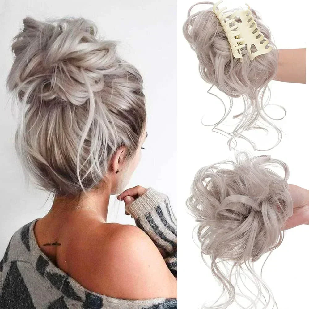 Clip-In Messy Bun Hair Extension with Curly Texture for Women, Synthetic Updo Hairpiece for Everyday & Special Events | Thomler