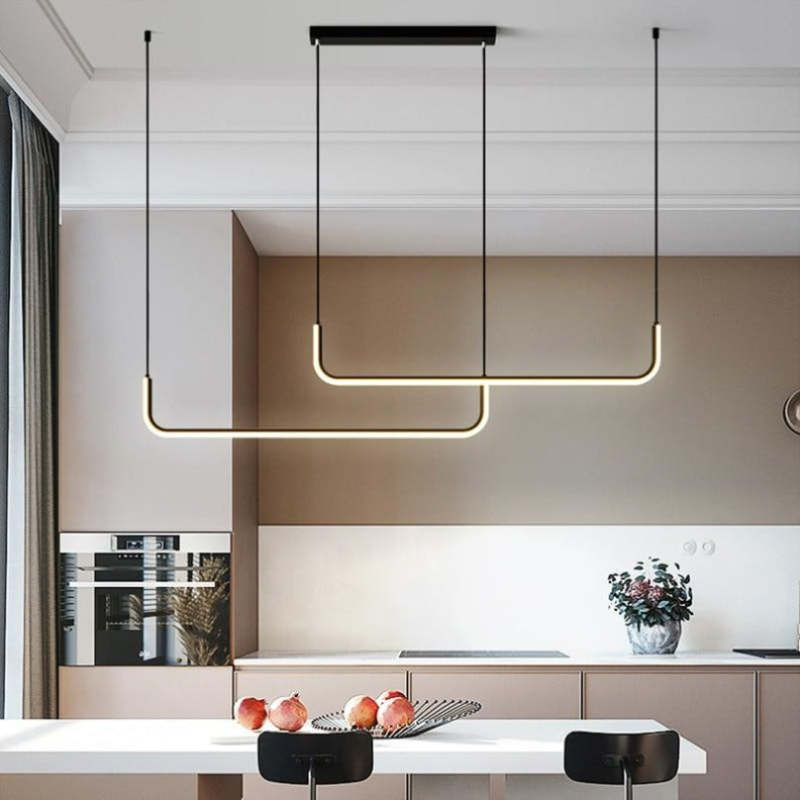 Contemporary Dual-Frame Linear LED Pendant Light for Dining & Living Rooms | Thomler
