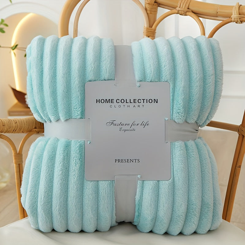 Fleece Blanket Polyester Flannel Lightweight Sofa Bed Throw Modern Solid Colour Warm Winter Living Room Bedding | Thomler
