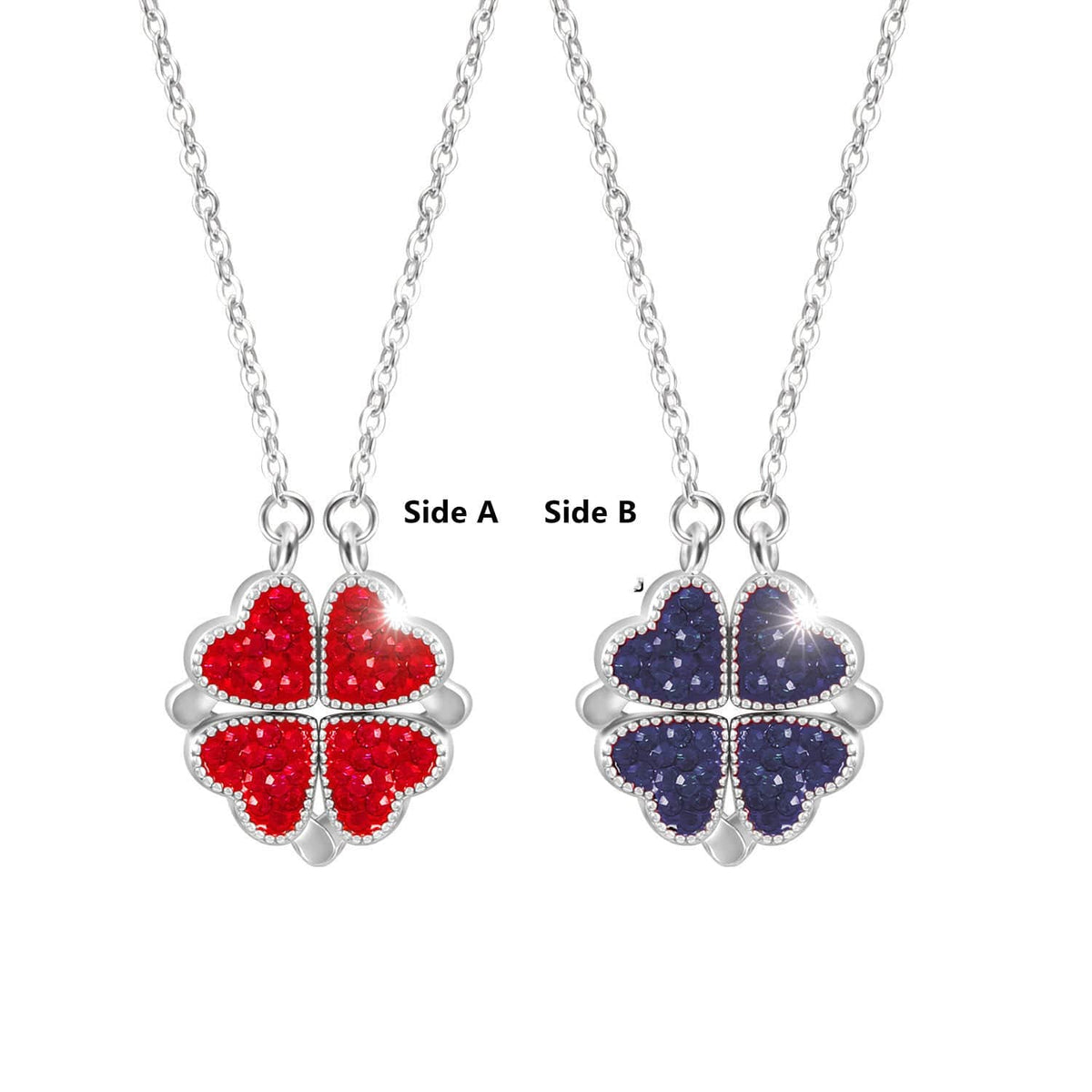 Magnetic Flip Heart Necklace – Converts from Flower to Heart Design – Sterling Silver Chain for Women & Girls | Thomler