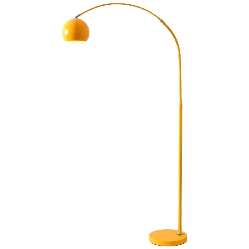 Floor Lamp Metal Arc 177.0 cm (69.7") Yellow Living Room Reading Light E27 Retro Globe Shade Standing Lamp | Thomler
