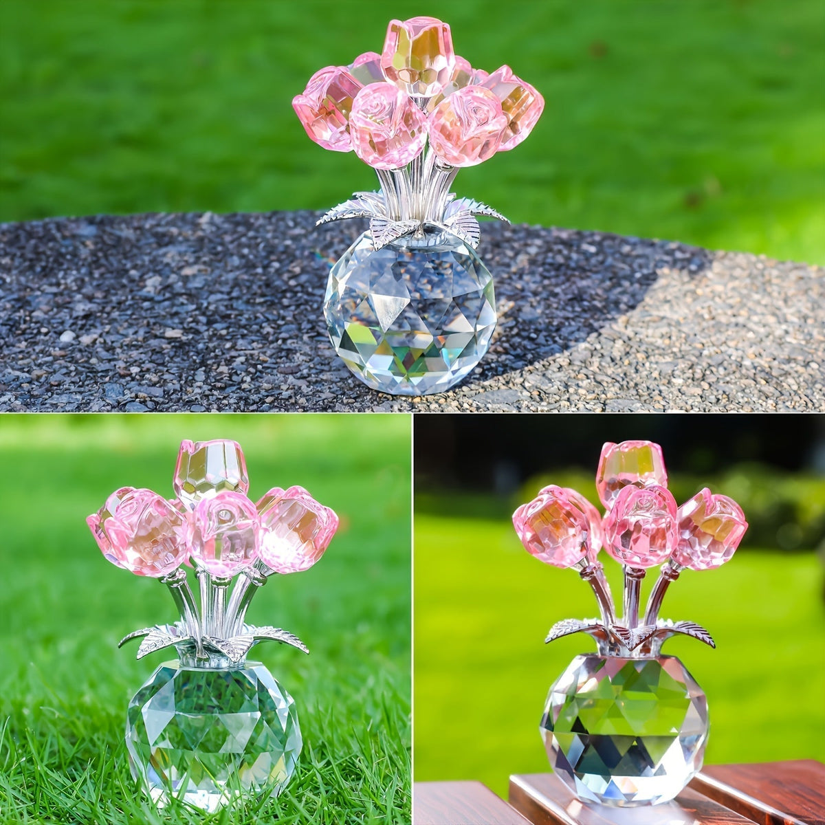 Crystal Rose Arrangement Everlasting Floral Display Centerpiece Gift | Thomler