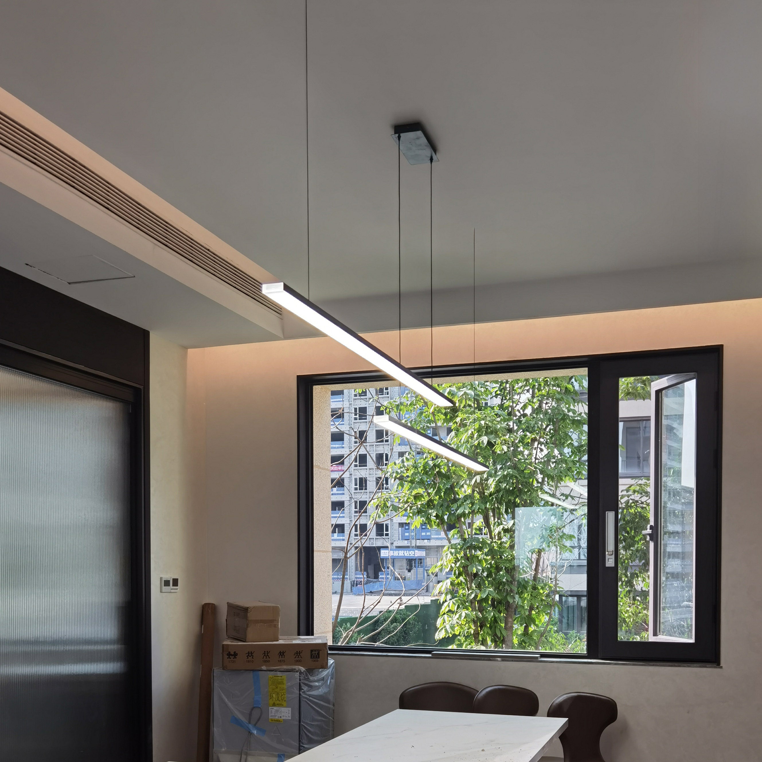 Linear Pendant Light Metal 39 in Adjustable Kitchen Island LED Warm White 3000K-6000K Modern Dining Room Hanging Lamp | Thomler