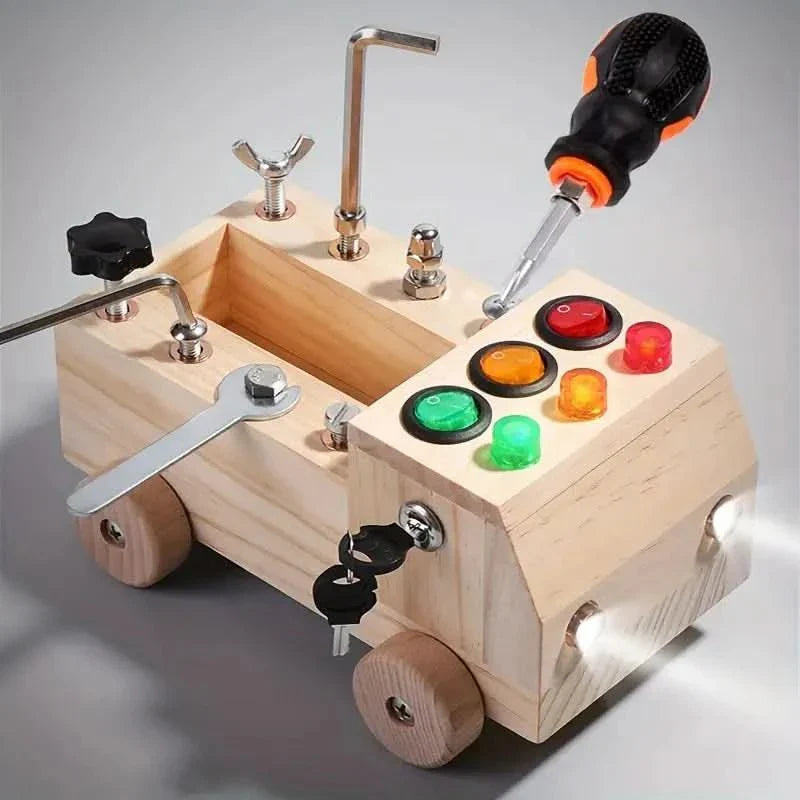 Busy Board Wooden LED Activity Toy Fine Motor Skills Independent Learning Montessori Sensory Play For Children | Thomler