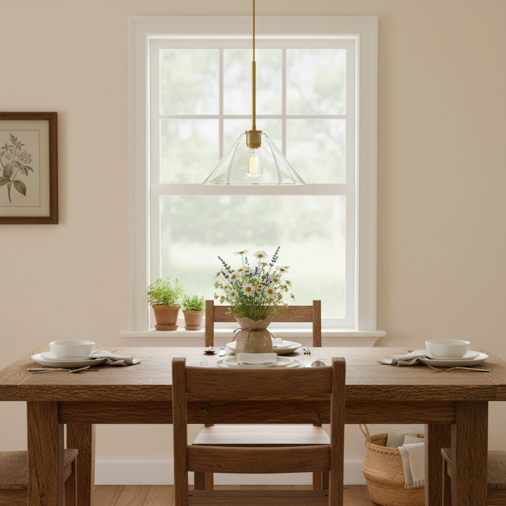 Tapered Glass Hanging Fixture with Metal Hardware for Island Dining Bar Overhead Lighting Home Kitchen | Thomler