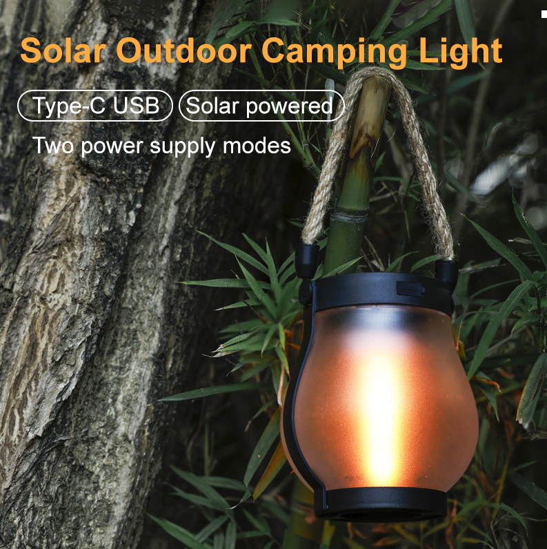 Rechargeable Portable Lantern with Hemp Handle for Patio, Camping & Indoor Ambience — Smart Auto-On Sensor, Type-C USB Charging, Compact 4.7 | Thomler