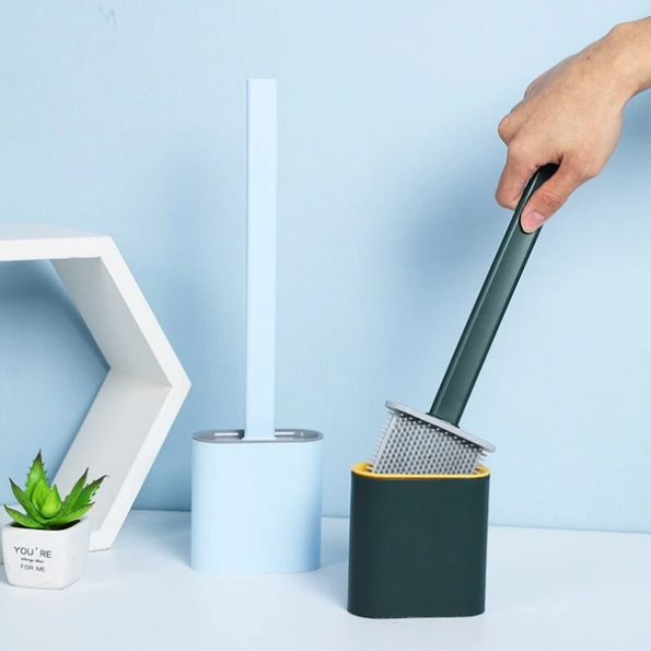 Bathroom Toilet Brush with Holder Silicone Bristles Antibacterial Floor Standing Wall Mount Non-Slip for Toilet Bowl | Thomler
