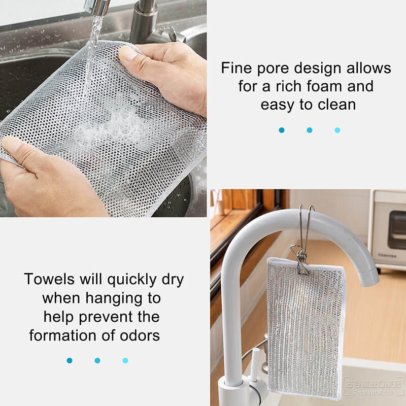 Stainless Steel Scrubbing Pads - Non-Scratch Wire Mesh Kitchen Scourers for Cookware, Dishes & Tough Cleaning Jobs - 20-Pack | Thomler