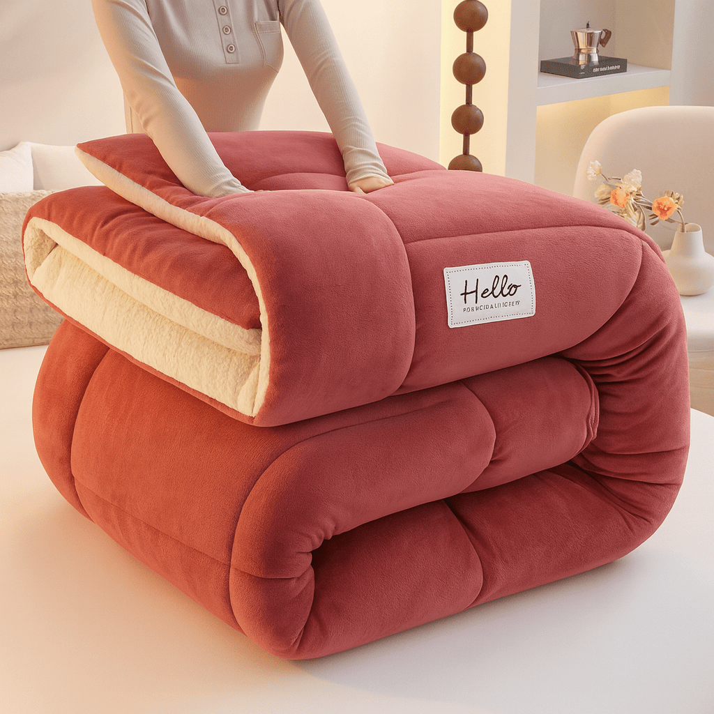 Duvet Reversible Sherpa Fleece 200.0 cm x 200.0 cm Soft Warm Bedding All Seasons Checked Pattern | Thomler