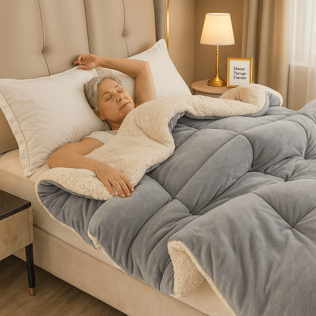 Duvet Reversible Sherpa Fleece 200.0 cm x 200.0 cm Soft Warm Bedding All Seasons Checked Pattern | Thomler