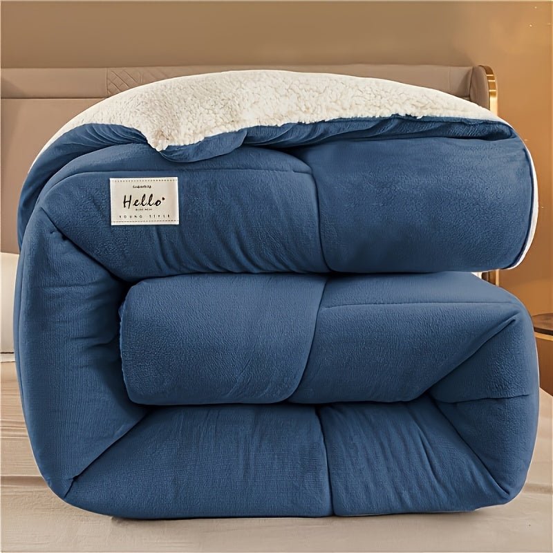 Duvet Reversible Sherpa Fleece 200.0 cm x 200.0 cm Soft Warm Bedding All Seasons Checked Pattern | Thomler
