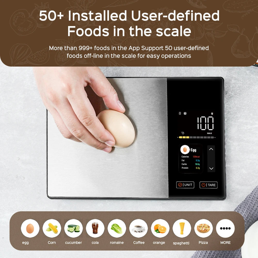 Digital Kitchen Nutrition Scale with Macro Tracking & Color Display for Meal Prep, Diet Planning & Cooking | Thomler