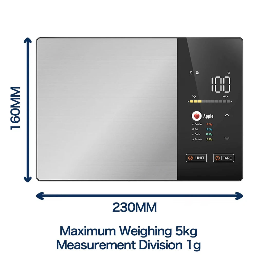 Digital Kitchen Nutrition Scale with Macro Tracking & Color Display for Meal Prep, Diet Planning & Cooking | Thomler