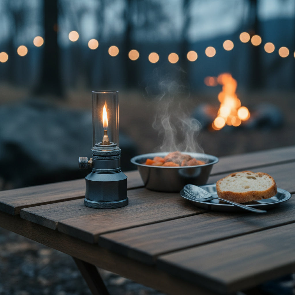 Butane Gas Lantern Aluminum Portable Outdoor Light Camping Hiking Backpacking Adjustable Flame Manual Ignition Vintage Design Travel Gear Em | Thomler