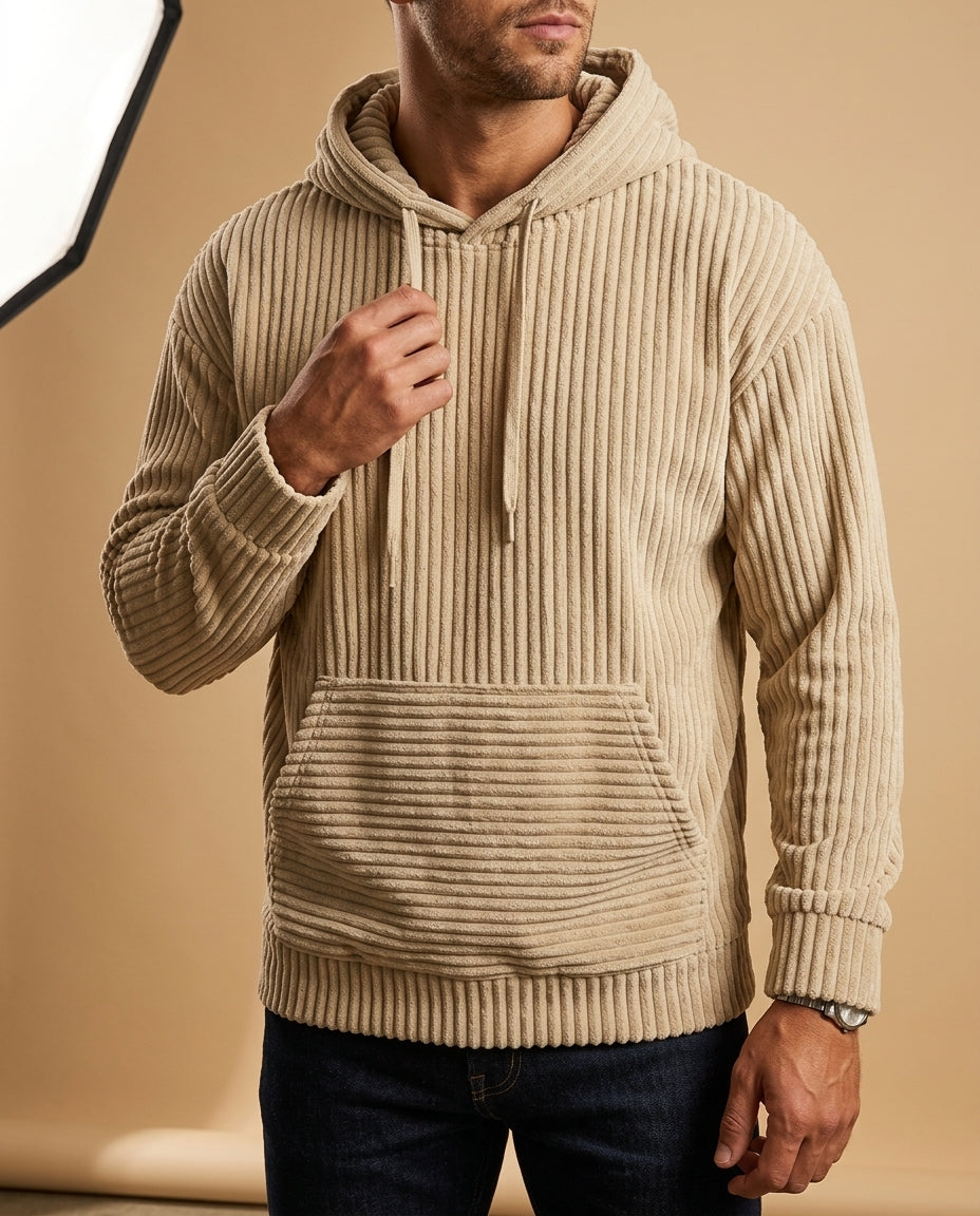 Men's Corduroy Pullover Hoodie – Textured Comfort Sweatshirt with Relaxed Fit for Everyday & Layered Style | Thomler