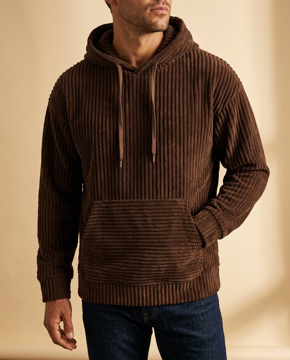 Men's Corduroy Pullover Hoodie – Textured Comfort Sweatshirt with Relaxed Fit for Everyday & Layered Style | Thomler