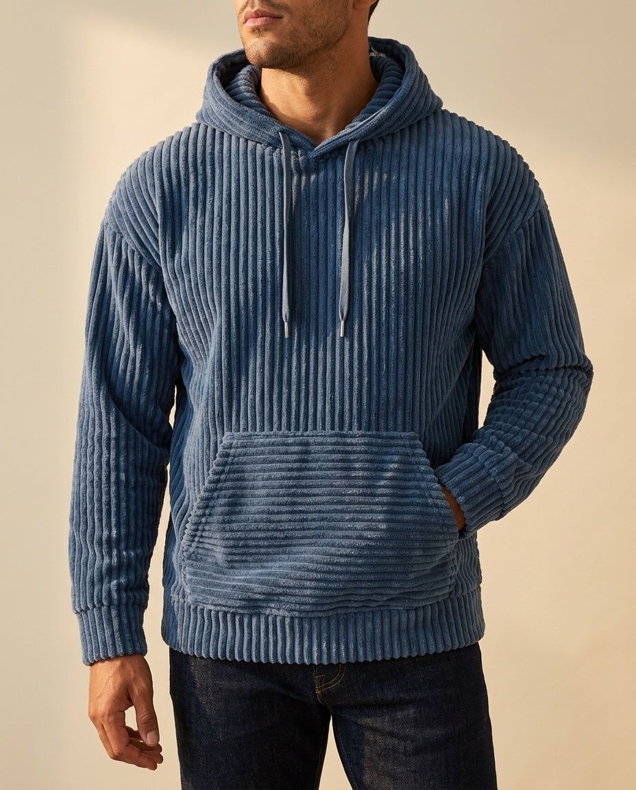 Men's Corduroy Pullover Hoodie – Textured Comfort Sweatshirt with Relaxed Fit for Everyday & Layered Style | Thomler