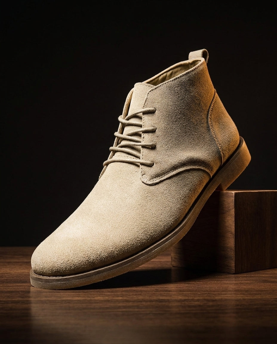 Men's Chukka Desert Boots Premium Suede Lace-Up Casual Ankle Footwear for Work Office Everyday Khaki Tan Chestnut | Thomler
